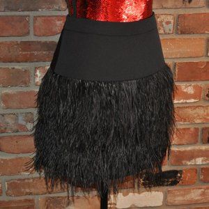NEW Without Tag. Club Monaco Bernee Black Ostrich Feather Mini Skirt Size 0 XS